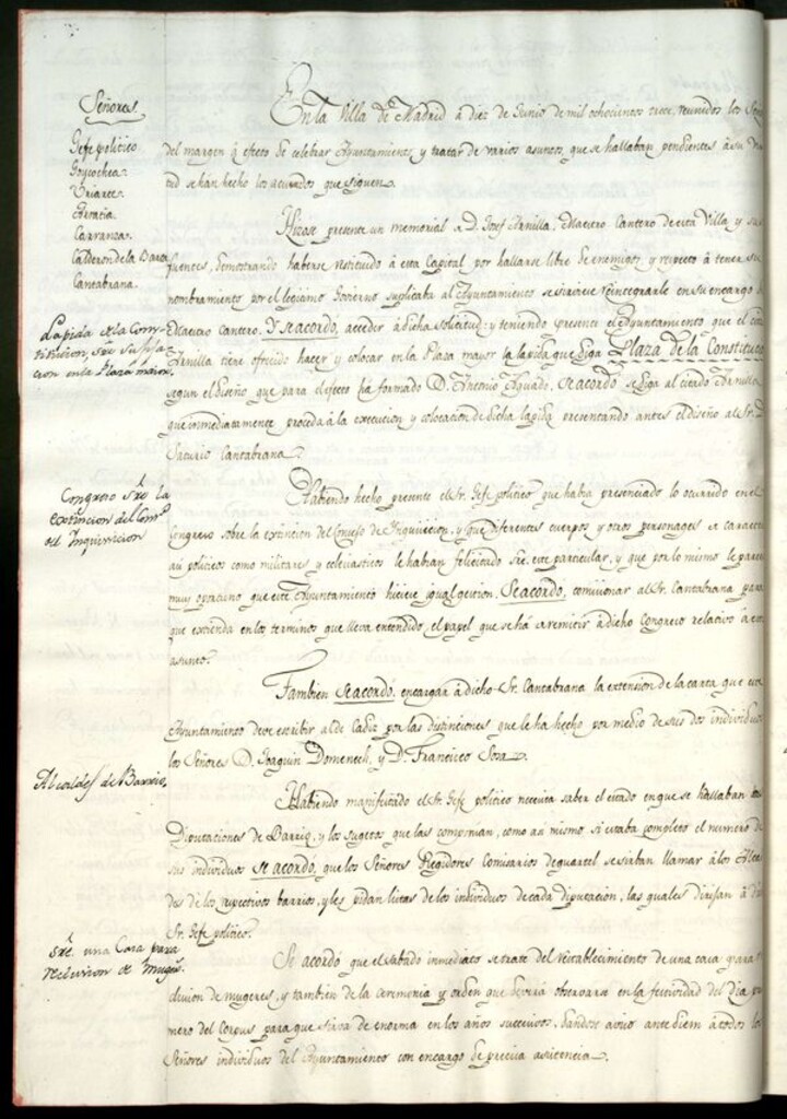 Miniatura de Libro de Acuerdos del Ayuntamiento de Madrid del 10 de Junio de 1813
