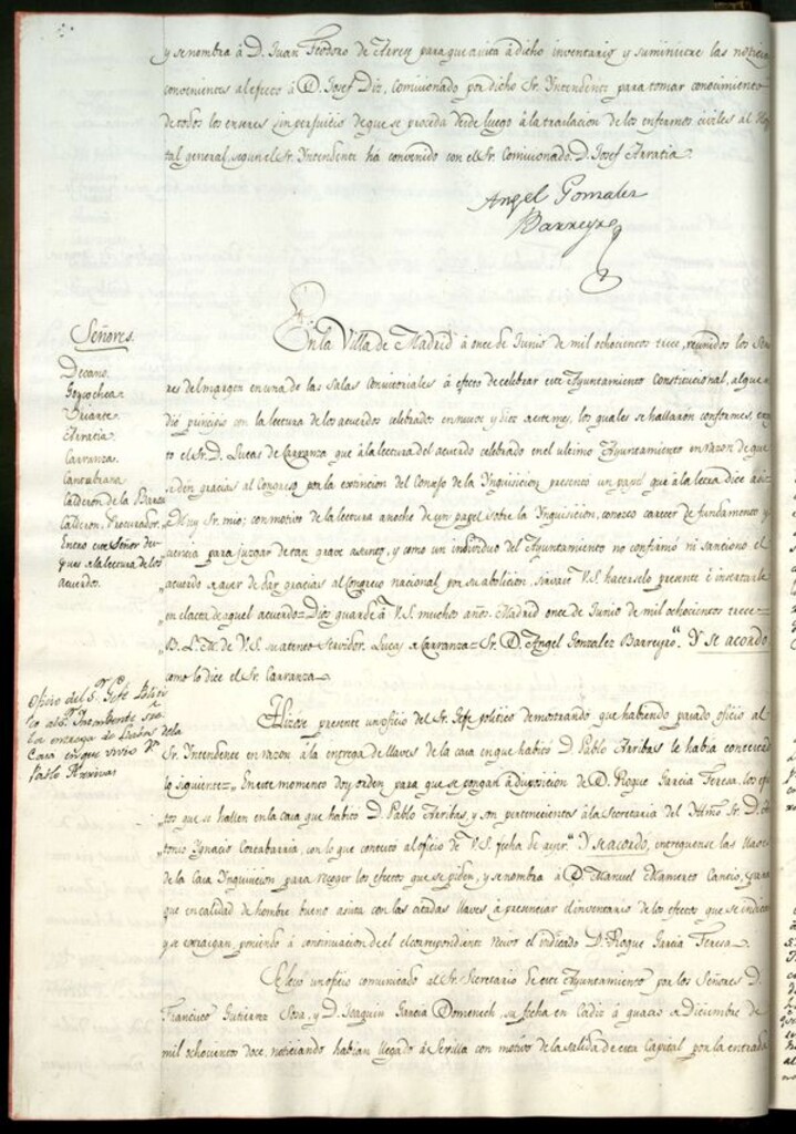 Miniatura de Libro de Acuerdos del Ayuntamiento de Madrid del 11 de Junio de 1813