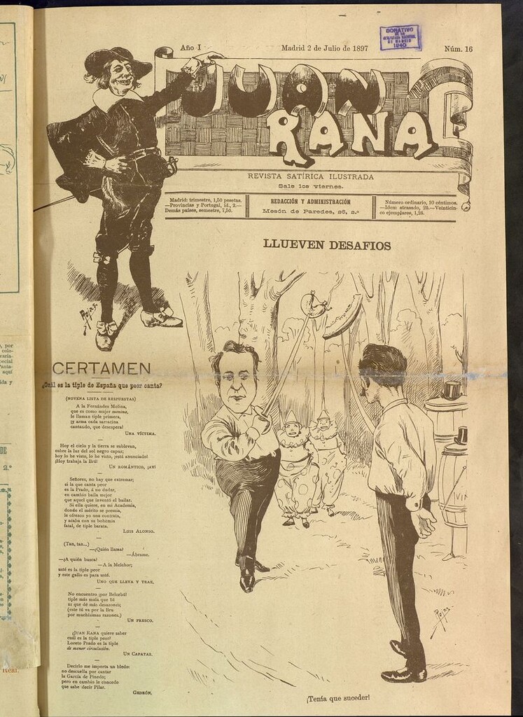 Miniatura de Juan Rana: revista de literatura y espectáculos del 2 de julio de 1897