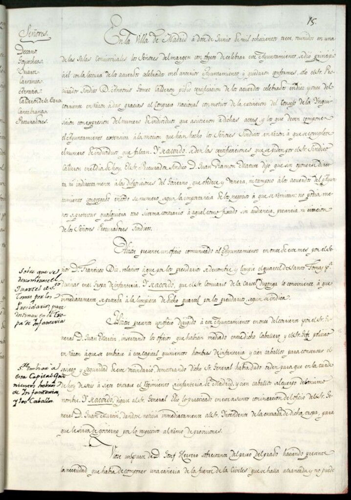 Miniatura de Libro de Acuerdos del Ayuntamiento de Madrid del 12 de Junio de 1813