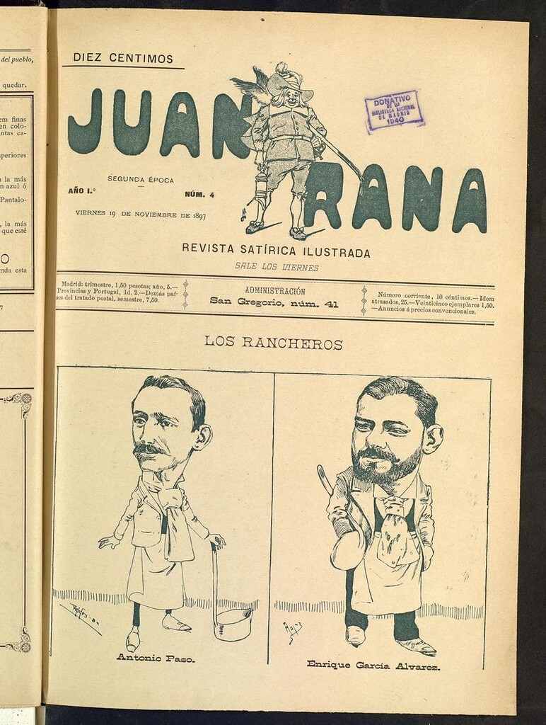 Miniatura de Juan Rana: revista de literatura y espectáculos del 19 de noviembre de 1897