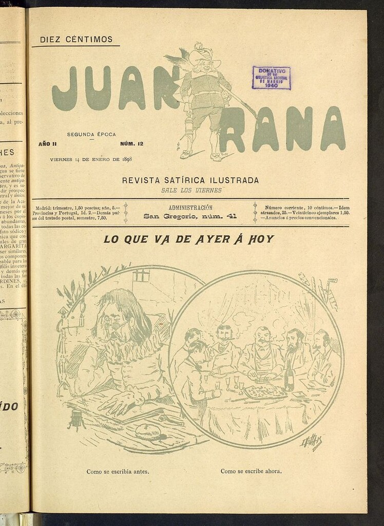 Miniatura de Juan Rana: revista de literatura y espectáculos del 14 de enero de 1898