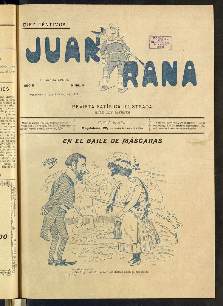 Miniatura de Juan Rana: revista de literatura y espectáculos del 27 de enero de 1898