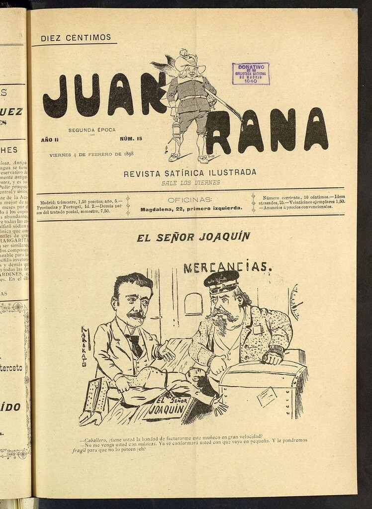 Miniatura de Juan Rana: revista de literatura y espectáculos del 4 de febrero de 1898