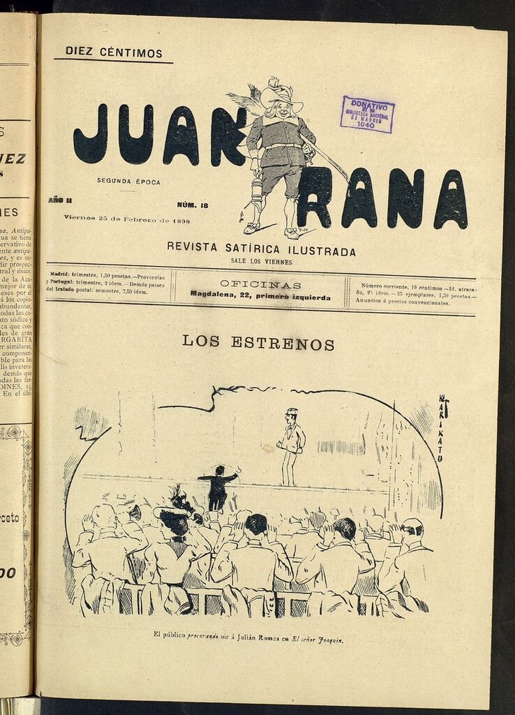 Miniatura de Juan Rana: revista de literatura y espectáculos del 25 de febrero de 1898