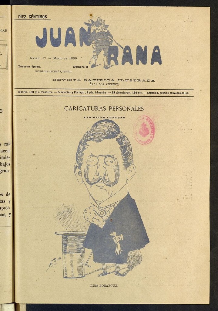 Miniatura de Juan Rana: revista de literatura y espectáculos del 17 de marzo de 1899