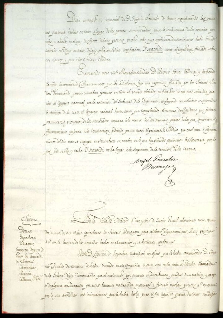 Miniatura de Libro de Acuerdos del Ayuntamiento de Madrid del 16 de Junio de 1813
