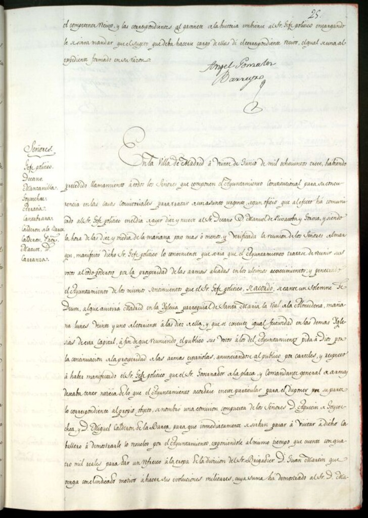 Miniatura de Libro de Acuerdos del Ayuntamiento de Madrid del 20 de Junio de 1813