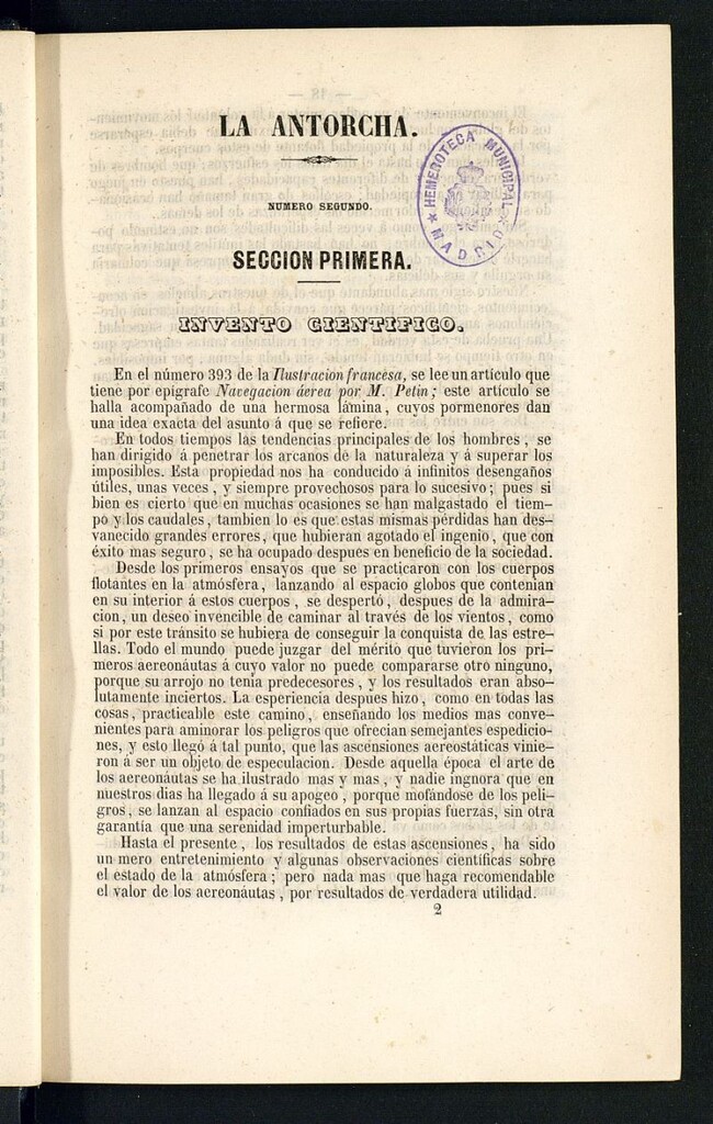 Miniatura de La Antorcha: periódico científico industrial del año 1852, nº 2