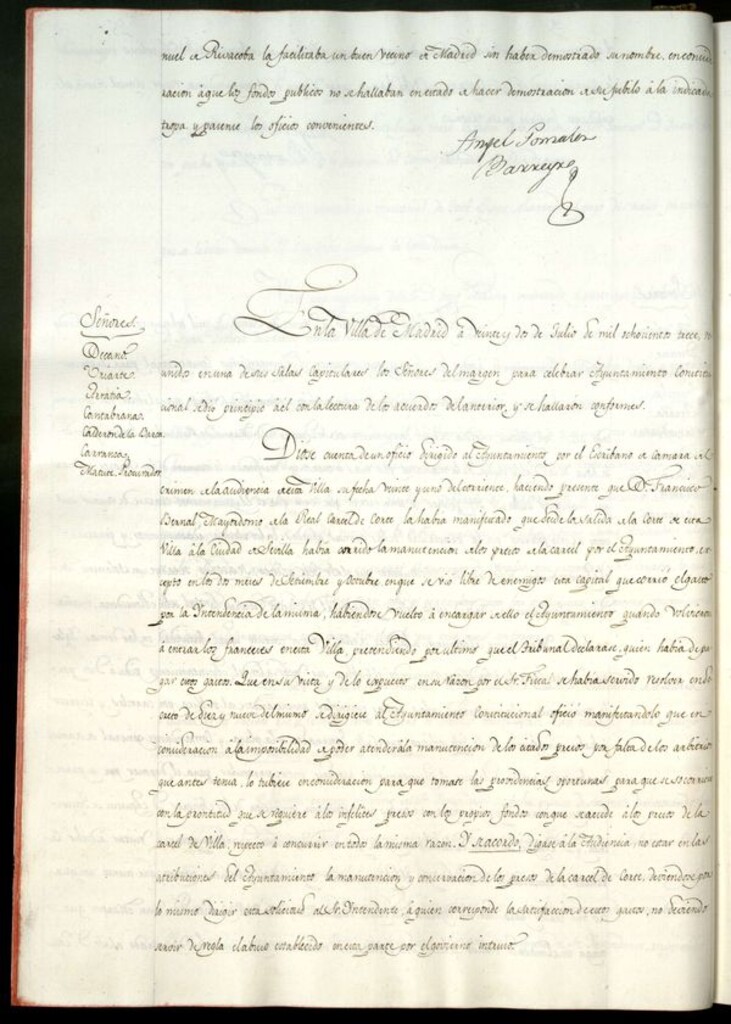 Miniatura de Libro de Acuerdos del Ayuntamiento de Madrid del 22 de Junio de 1813