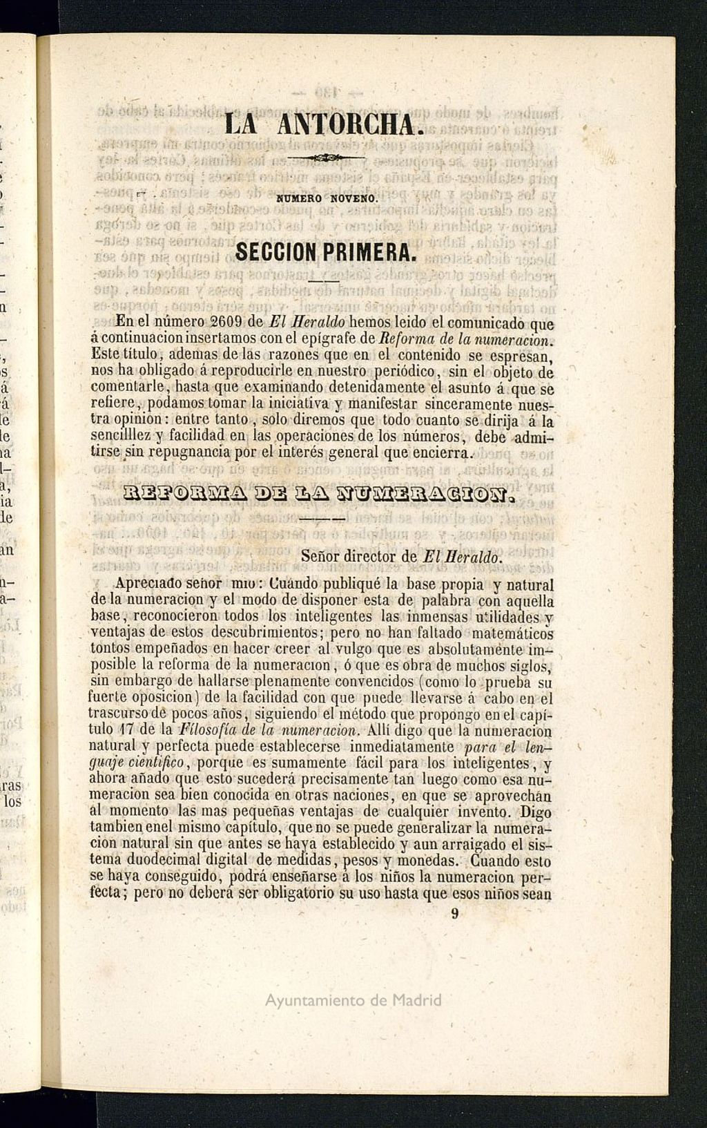 Miniatura de La Antorcha: periódico científico industrial del año 1852, nº 9