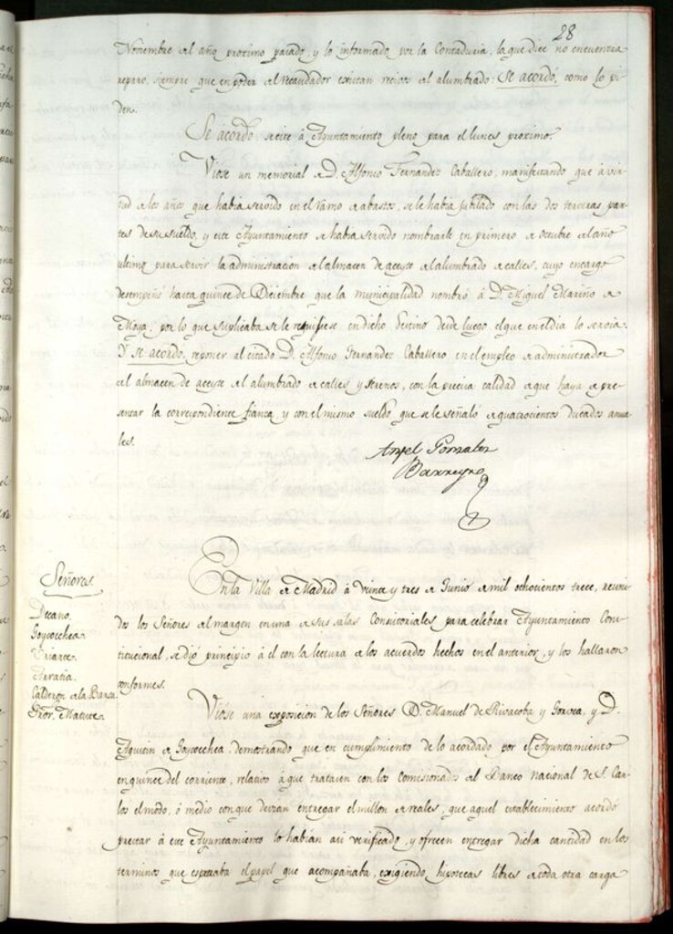 Miniatura de Libro de Acuerdos del Ayuntamiento de Madrid del 23 de Junio de 1813