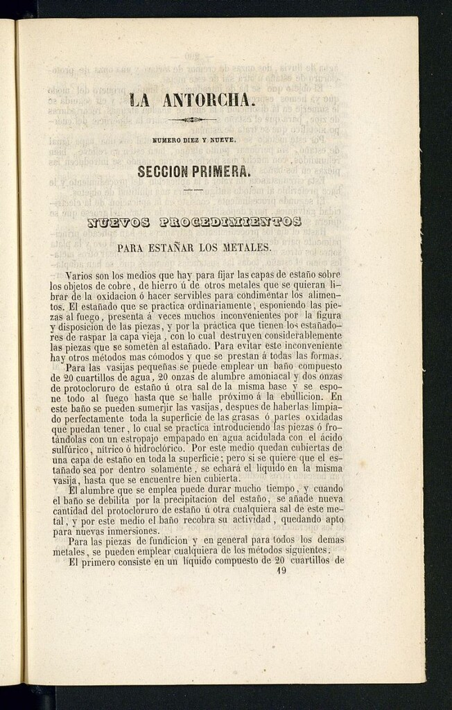 Miniatura de La Antorcha: periódico científico industrial del año 1852, nº 19
