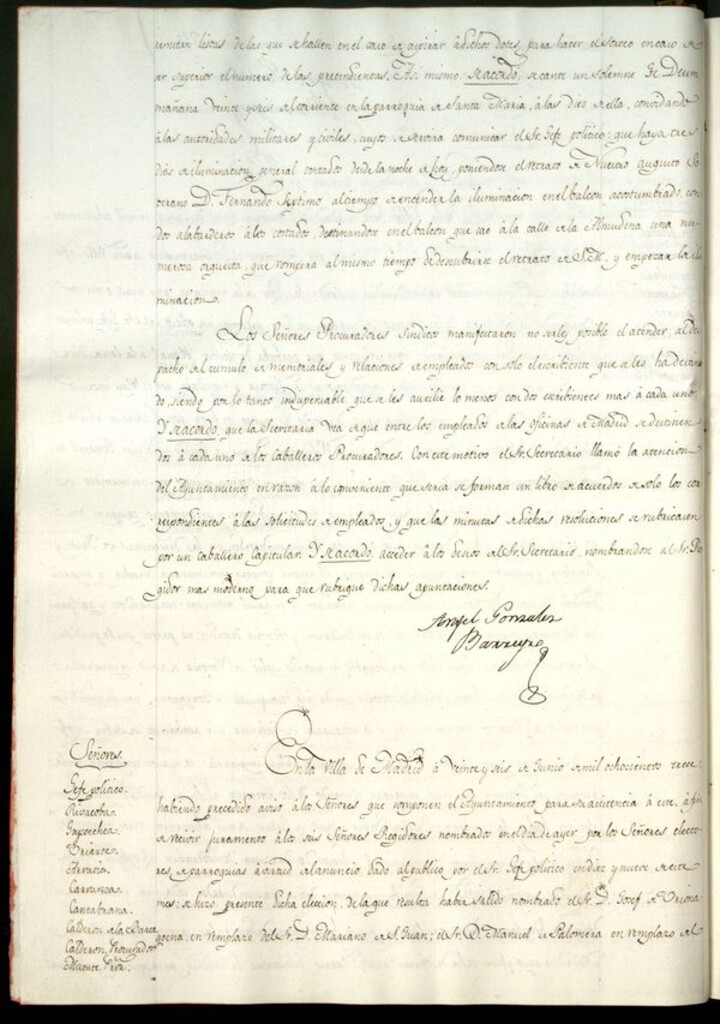Miniatura de Libro de Acuerdos del Ayuntamiento de Madrid del 25 de Junio de 1813