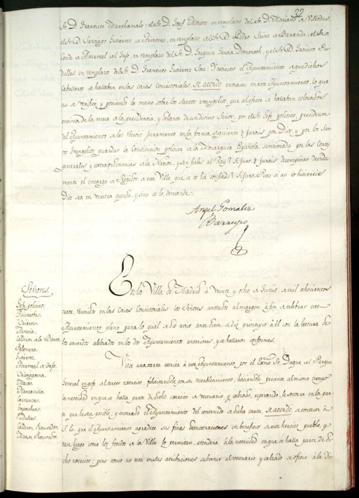 Miniatura de Libro de Acuerdos del Ayuntamiento de Madrid del 26 de Junio de 1813