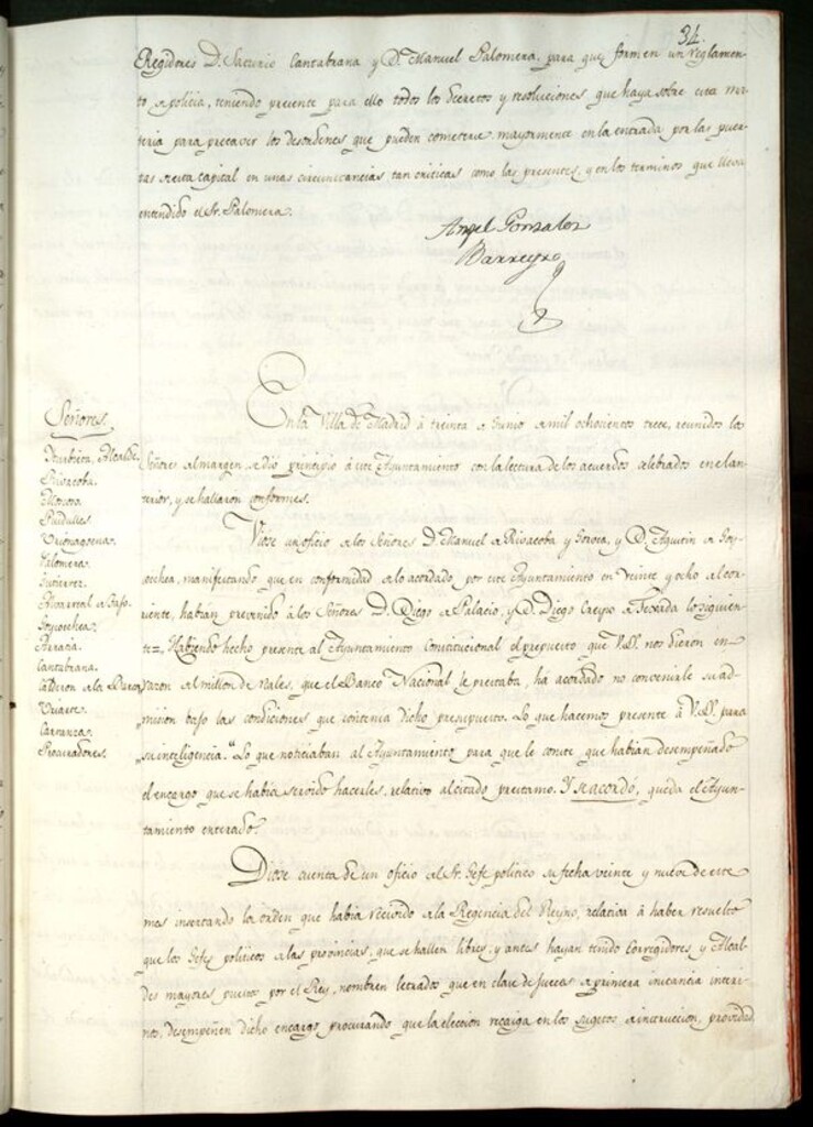 Miniatura de Libro de Acuerdos del Ayuntamiento de Madrid del 30 de Junio de 1813