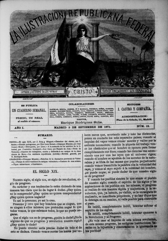Miniatura de La ilustracion republicana federal del 3 de septiembre de 1871, nº 12