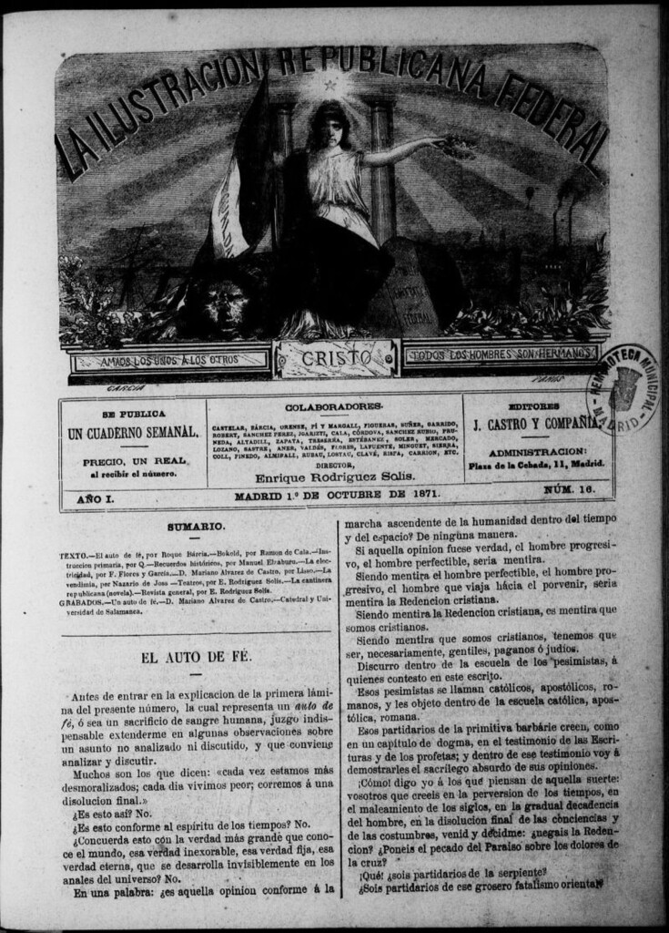 Miniatura de La ilustracion republicana federal del 1 de octubre de 1871, nº 16