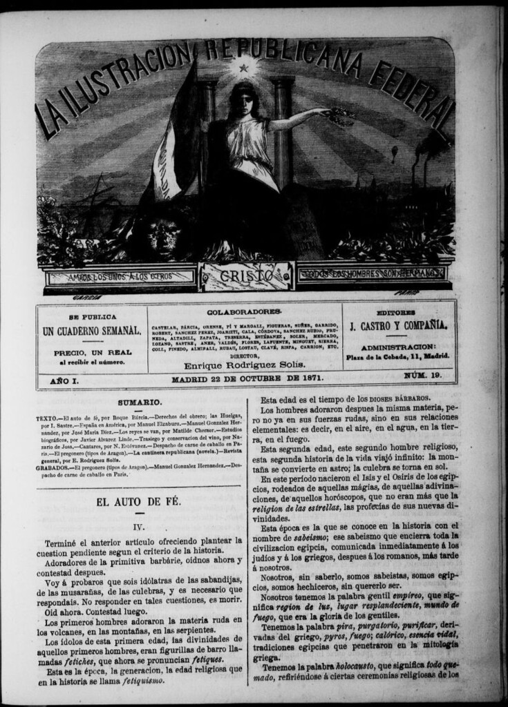 Miniatura de La ilustracion republicana federal del 22 de octubre de 1871, nº 19