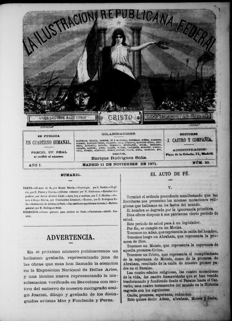 Miniatura de La ilustracion republicana federal del 11 de noviembre de 1871, nº 20