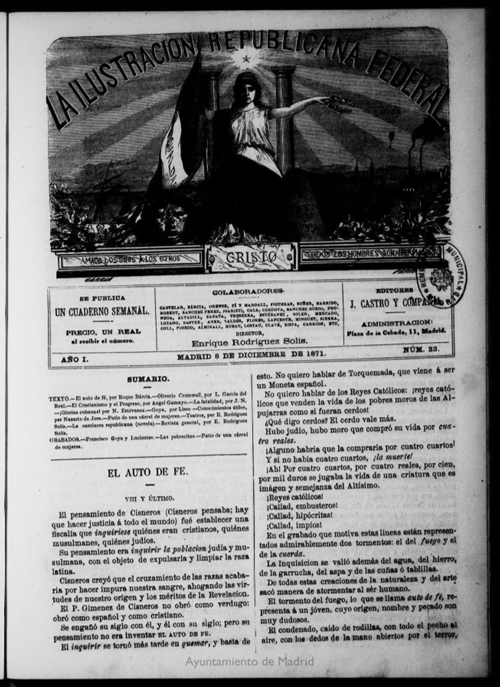 Miniatura de La ilustracion republicana federal del 8 de diciembre de 1871, nº 23