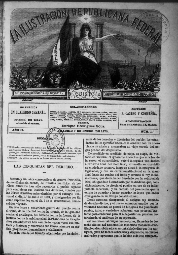 Miniatura de La ilustracion republicana federal del 7 de enero de 1872, nº 1