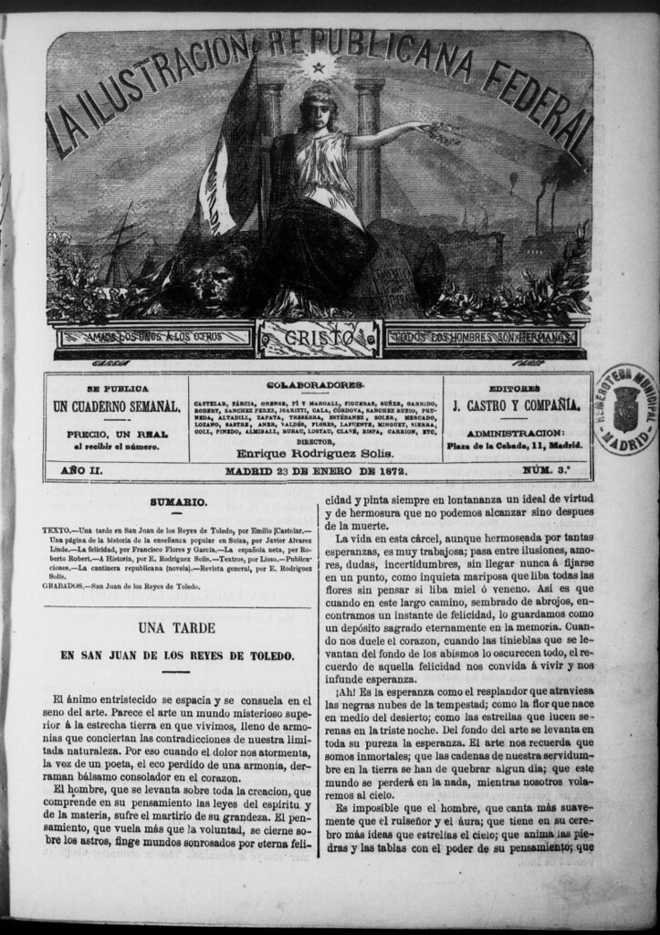 Miniatura de La ilustracion republicana federal del 23 de enero de 1872, nº 3