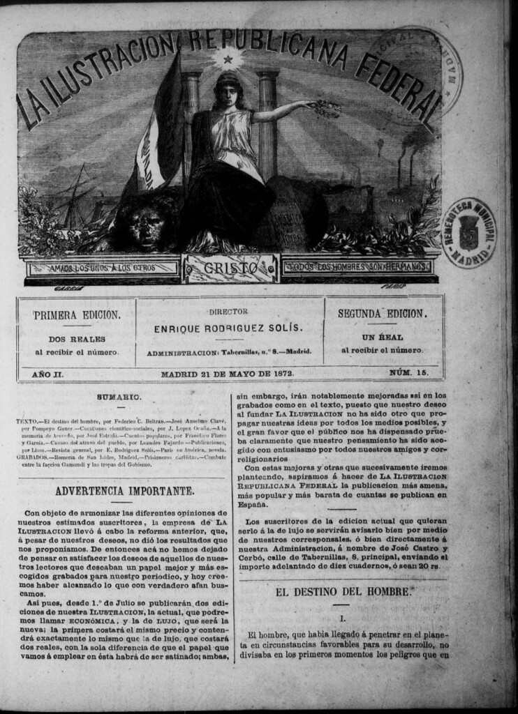 Miniatura de La ilustracion republicana federal del 21 de mayo de 1872, nº 15
