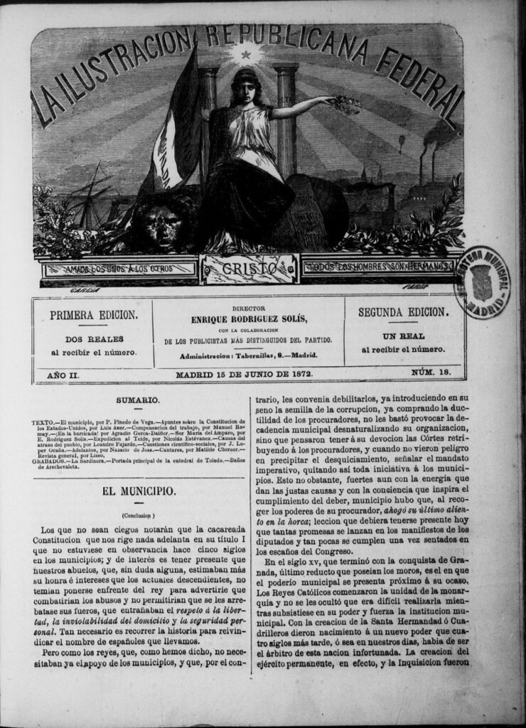Miniatura de La ilustracion republicana federal del 15 de junio de 1872, nº 18
