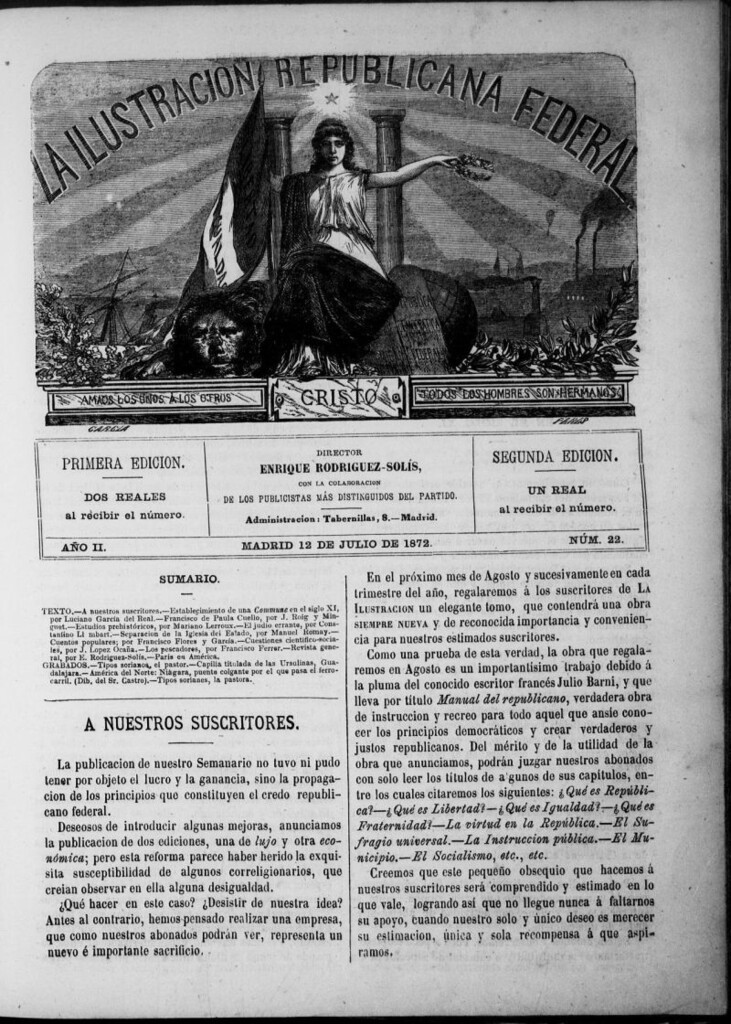 Miniatura de La ilustracion republicana federal del 12 de julio de 1872, nº 22
