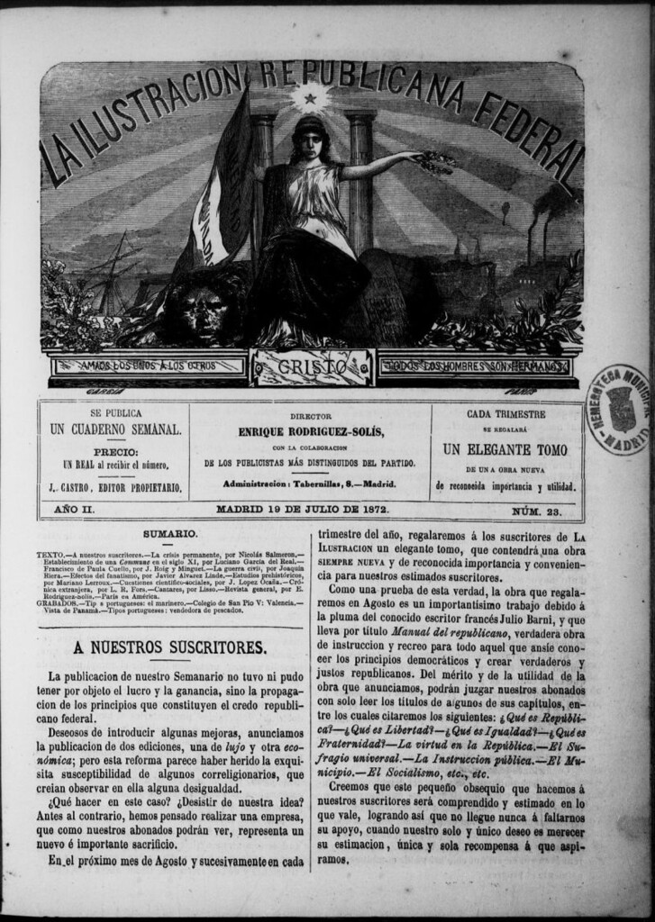 Miniatura de La ilustracion republicana federal del 19 de julio de 1872, nº 23
