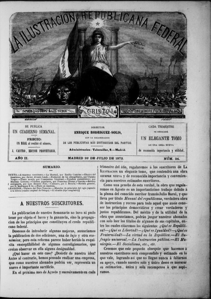 Miniatura de La ilustracion republicana federal del 26 de julio de 1872, nº 24