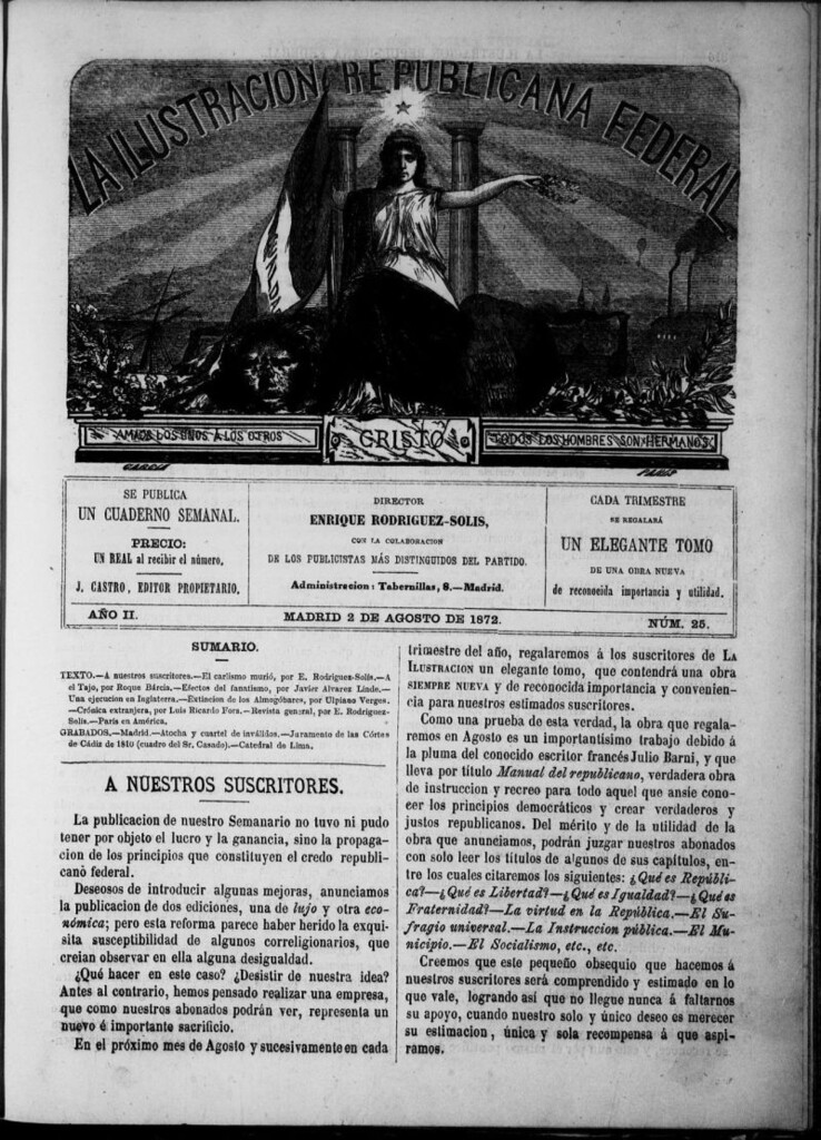 Miniatura de La ilustracion republicana federal del 2 de agosto de 1872, nº 25