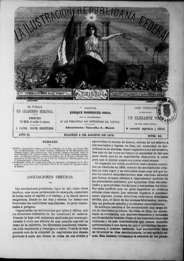 Miniatura de La ilustracion republicana federal del 9 de agosto de 1872, nº 26