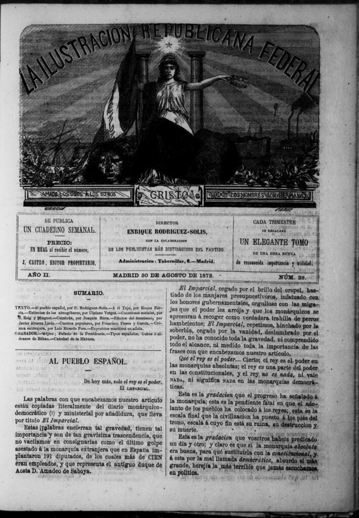 Miniatura de La ilustracion republicana federal del 30 de agosto de 1872, nº 29