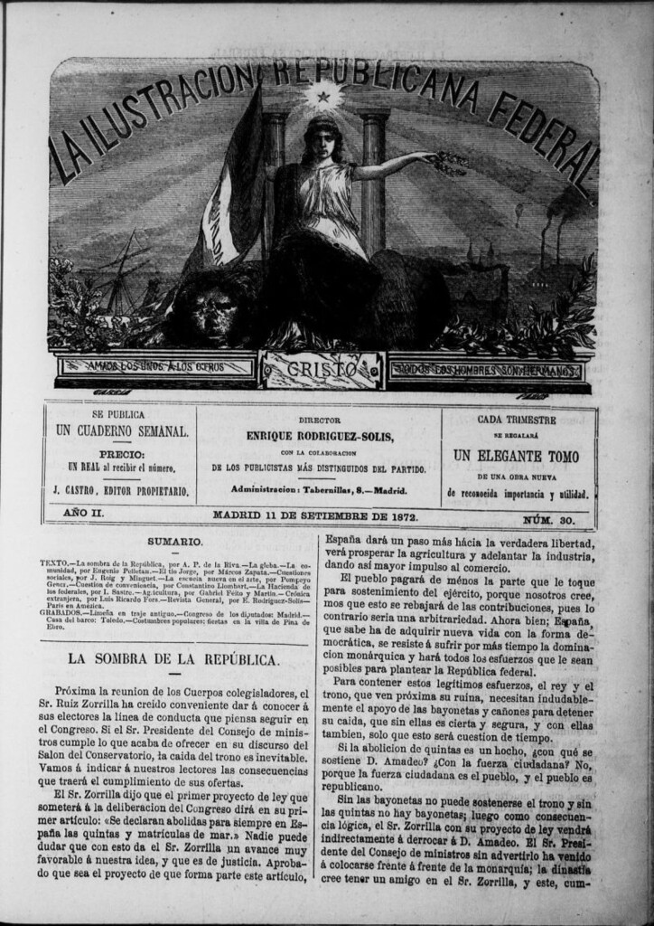 Miniatura de La ilustracion republicana federal del 11 de septiembre de 1872, nº 30