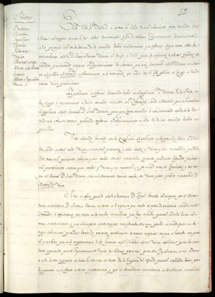 Miniatura de Libro de Acuerdos del Ayuntamiento de Madrid del 14 de Julio de 1813