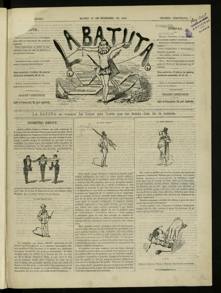 Miniatura de La Batuta del 27 de septiembre de 1880, primera audición