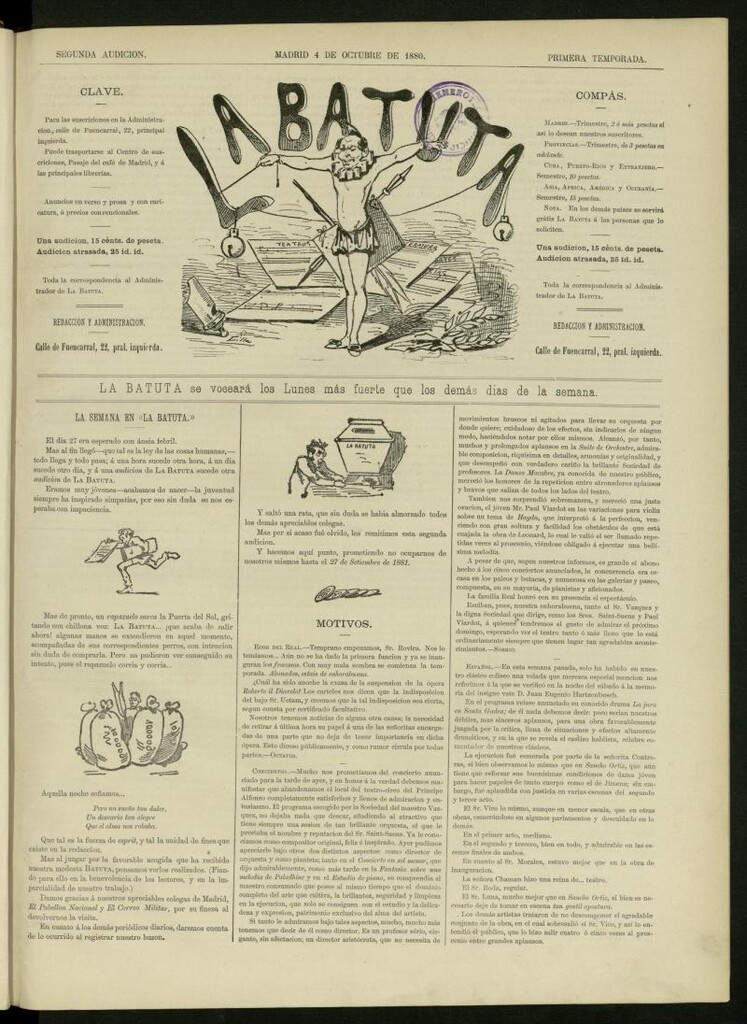 Miniatura de La Batuta del 4 de octubre de 1880, segunda audición