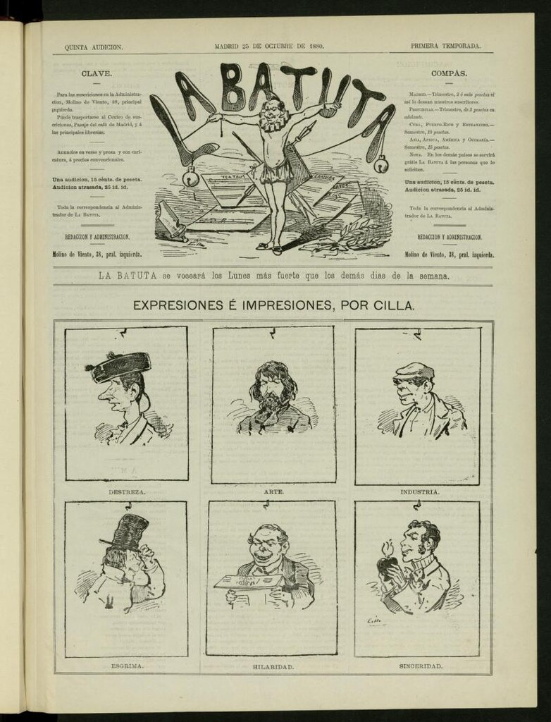 Miniatura de La Batuta del 25 de octubre de 1880, quinta audición