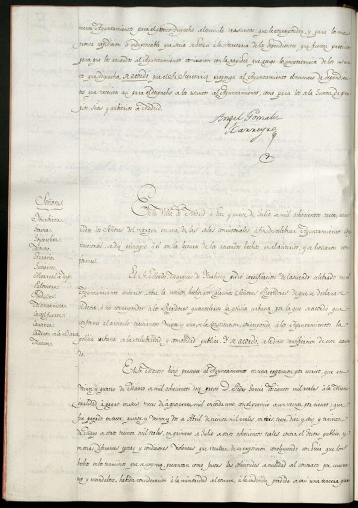 Miniatura de Libro de Acuerdos del Ayuntamiento de Madrid del 19 de Julio de 1813