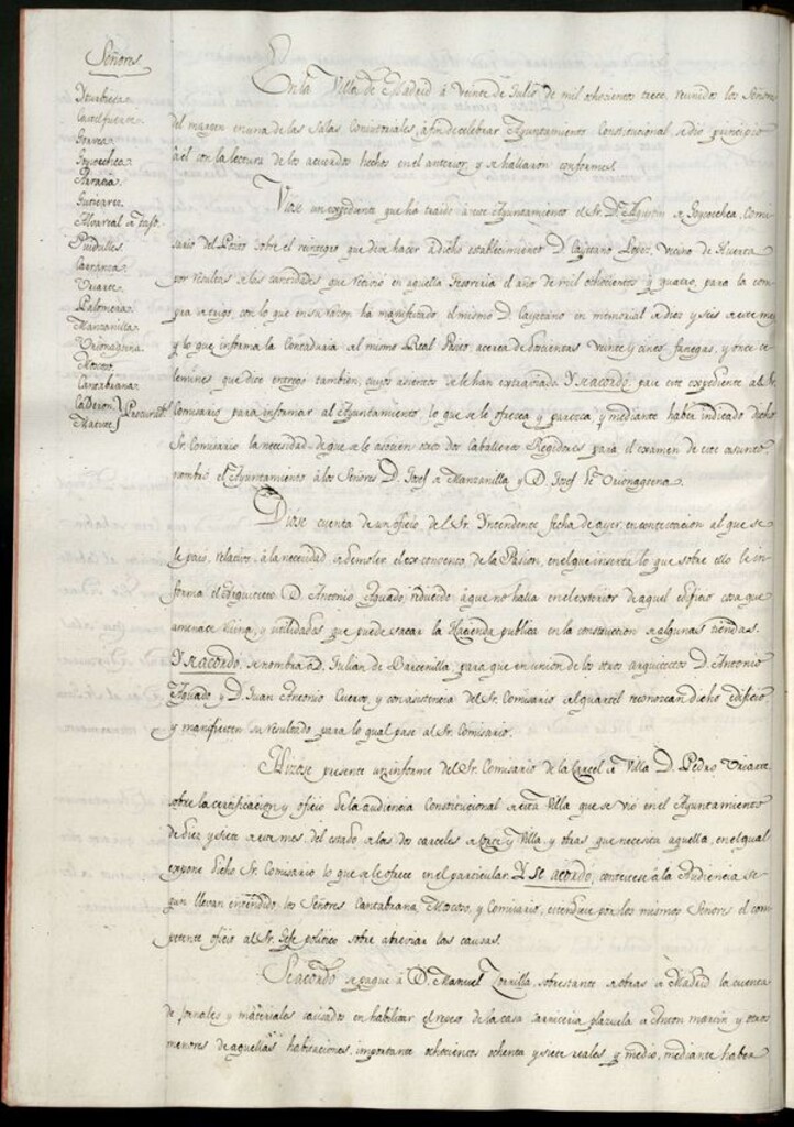 Miniatura de Libro de Acuerdos del Ayuntamiento de Madrid del 20 de Julio de 1813