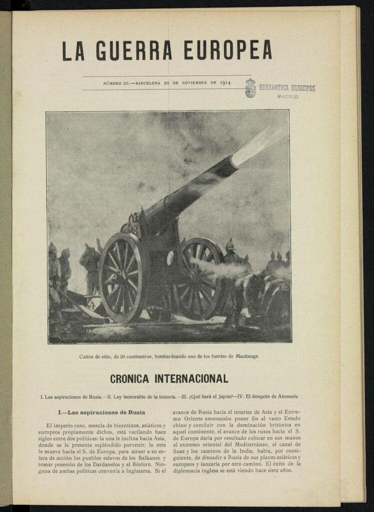 Miniatura de La Guerra Europea del 20 de noviembre de 1914, nº 20