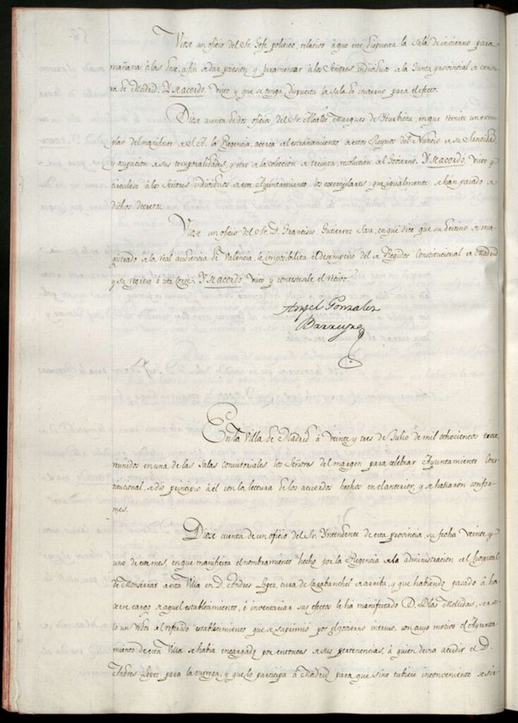 Miniatura de Libro de Acuerdos del Ayuntamiento de Madrid del 23 de Julio de 1813