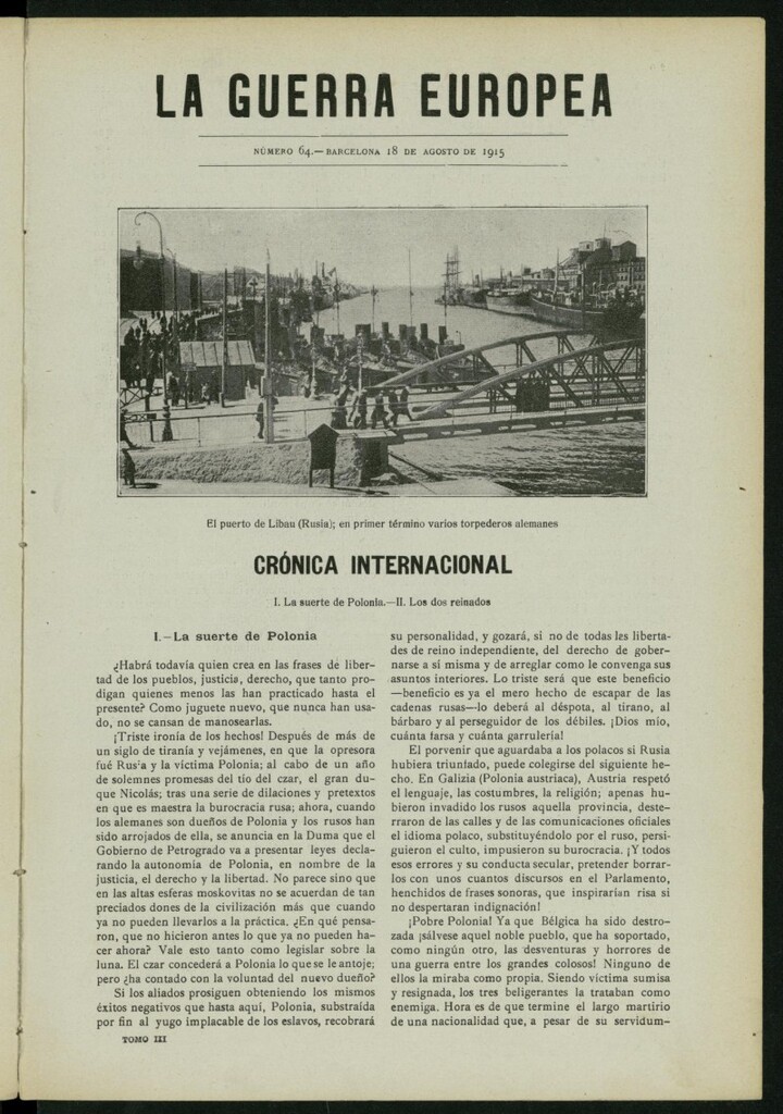 Miniatura de La Guerra Europea del 18 de agosto de 1915, nº 64