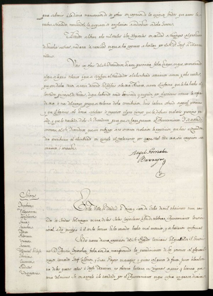 Miniatura de Libro de Acuerdos del Ayuntamiento de Madrid del 27 de Julio de 1813