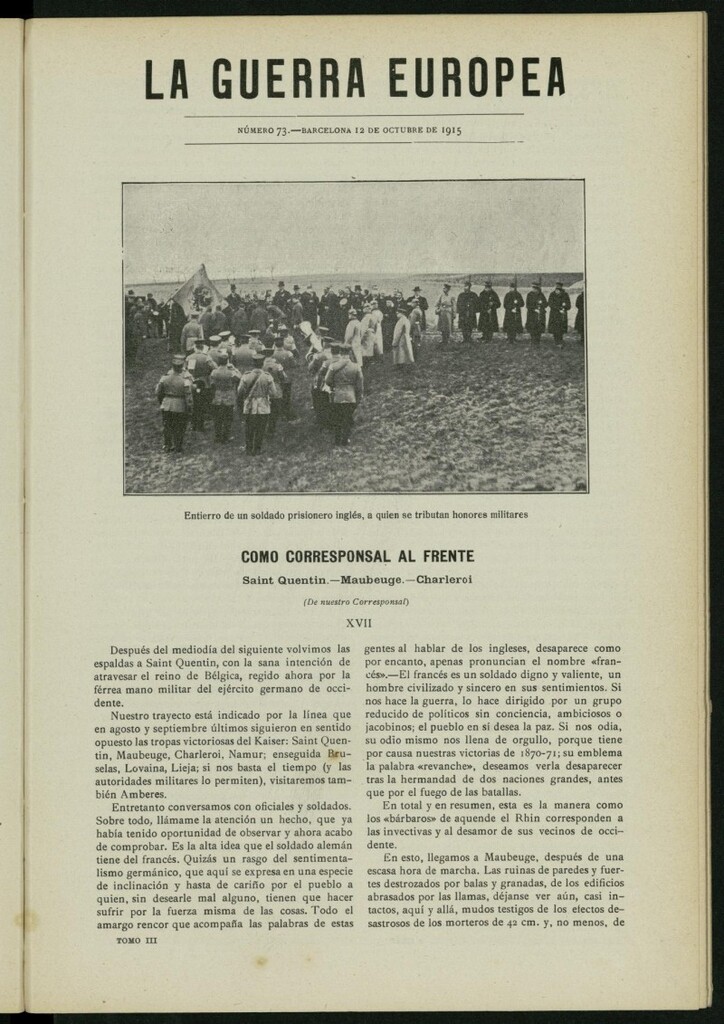 Miniatura de La Guerra Europea del 12 de octubre de 1915, nº 73