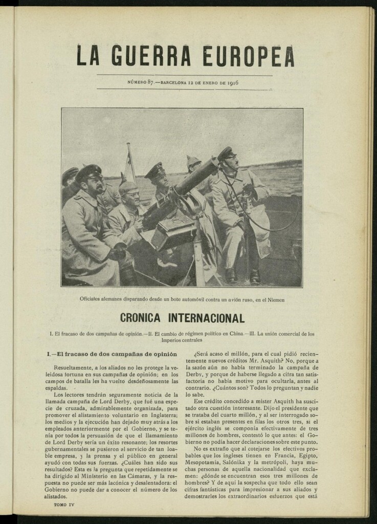 Miniatura de La Guerra Europea del 12 de enero de 1916, nº 87