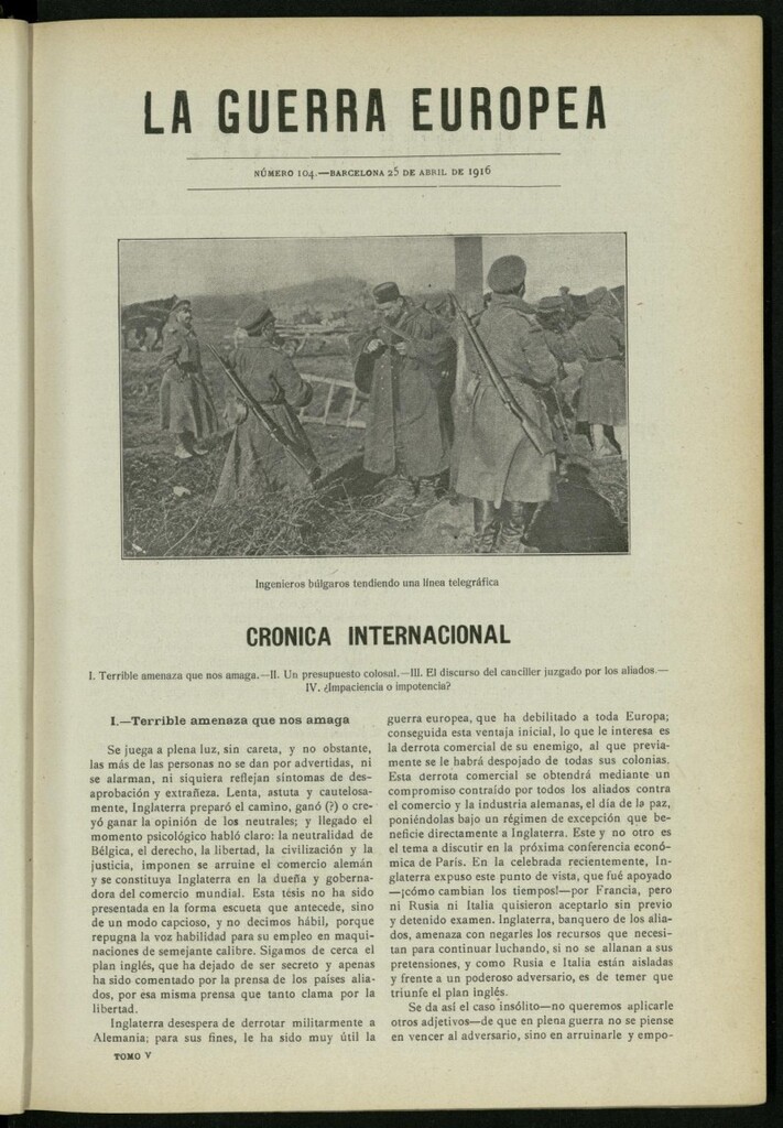 Miniatura de La Guerra Europea del 25 de abril de 1916, nº 104