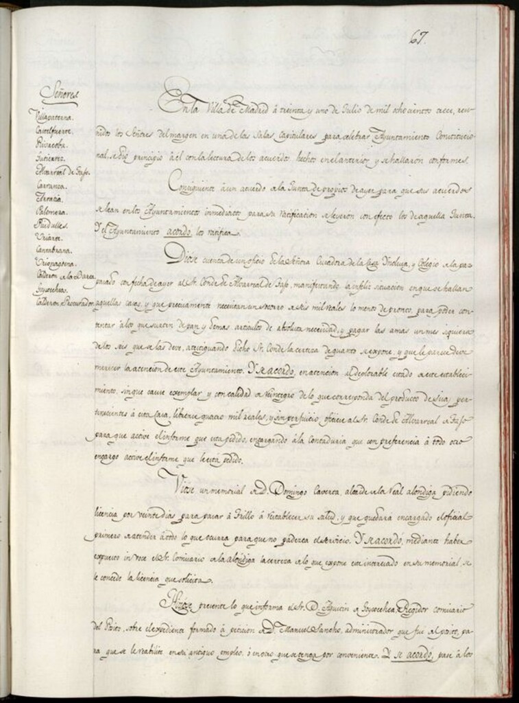 Miniatura de Libro de Acuerdos del Ayuntamiento de Madrid del 31 de Julio de 1813